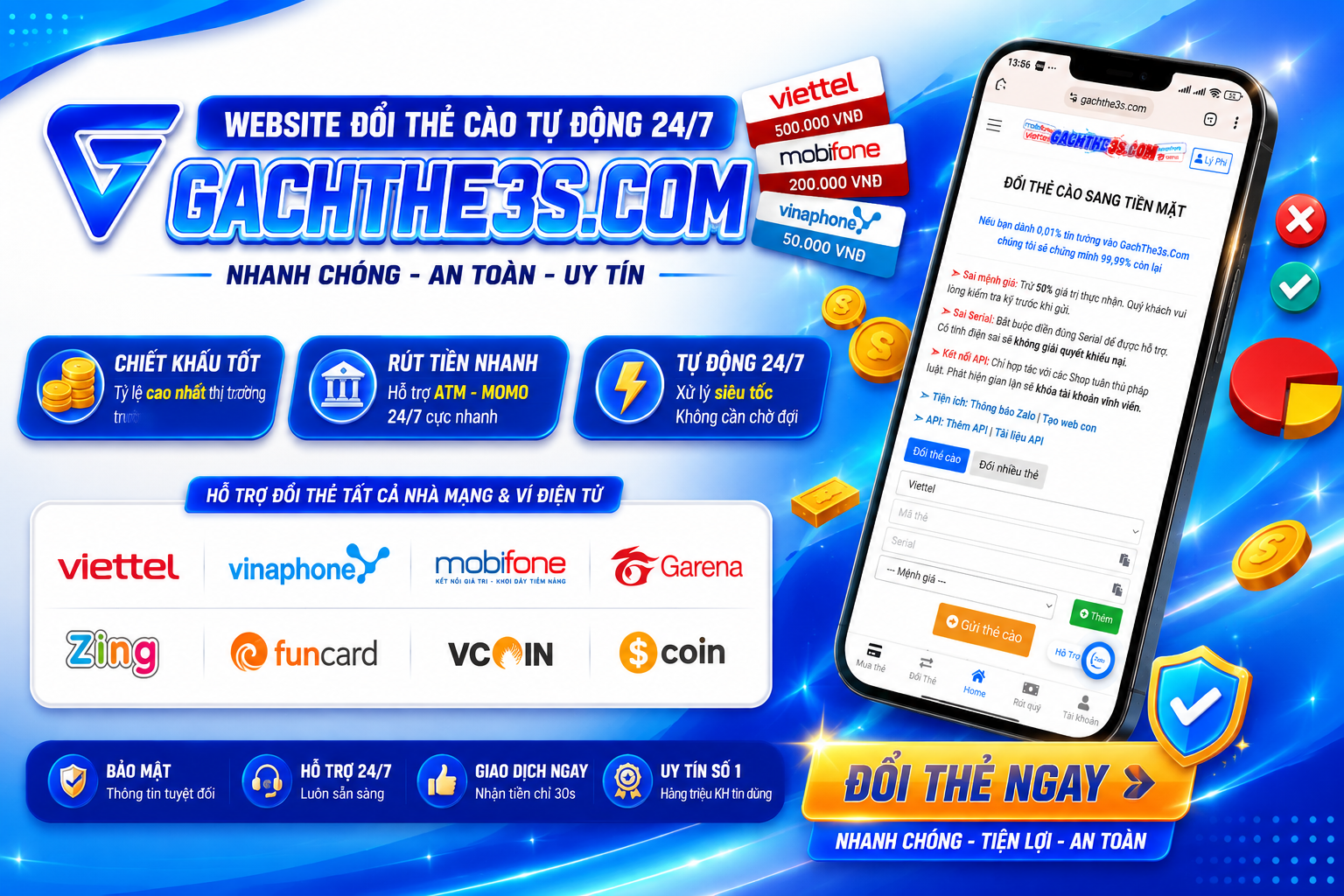  Cách đổi thẻ cào ra tiền mặt